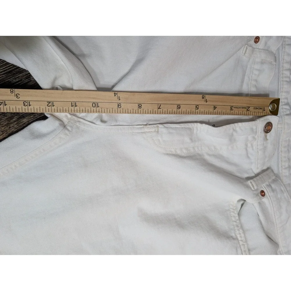 Gap Jeans‎ Mens 33 White Distressed Straight Leg Raw Hem Denim Short Inseam